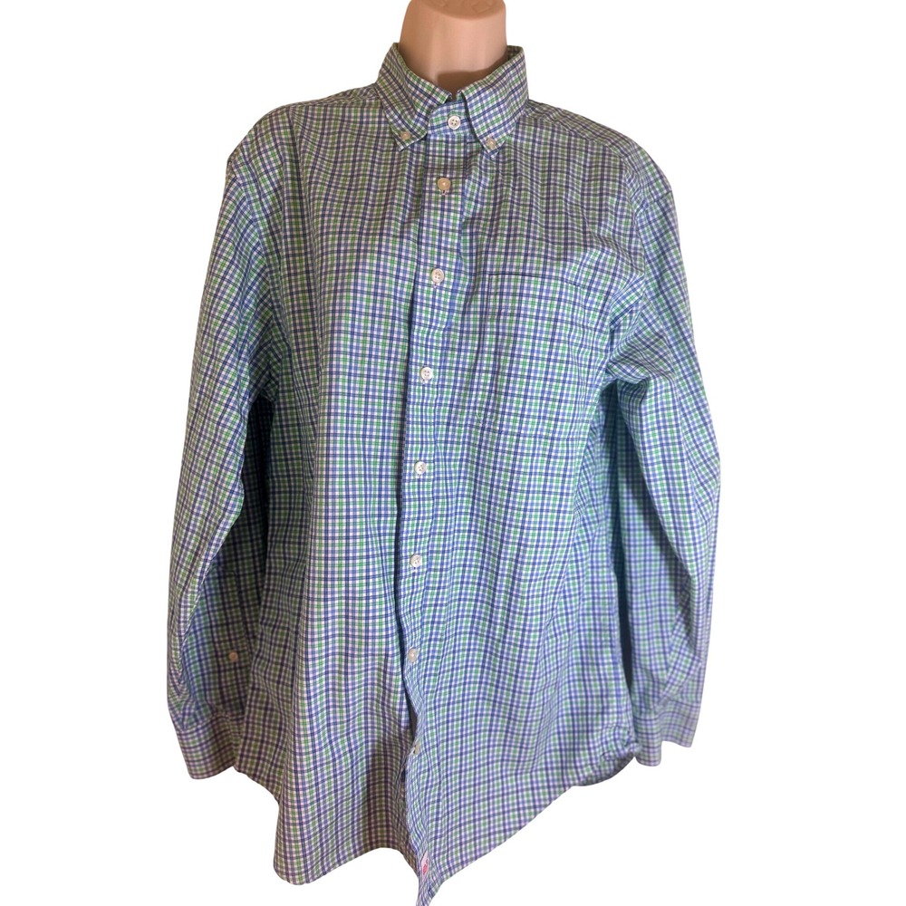 Vineyard Vines Classic Fit Murray Shirt Blue Green Plaid Button Down Women M‎